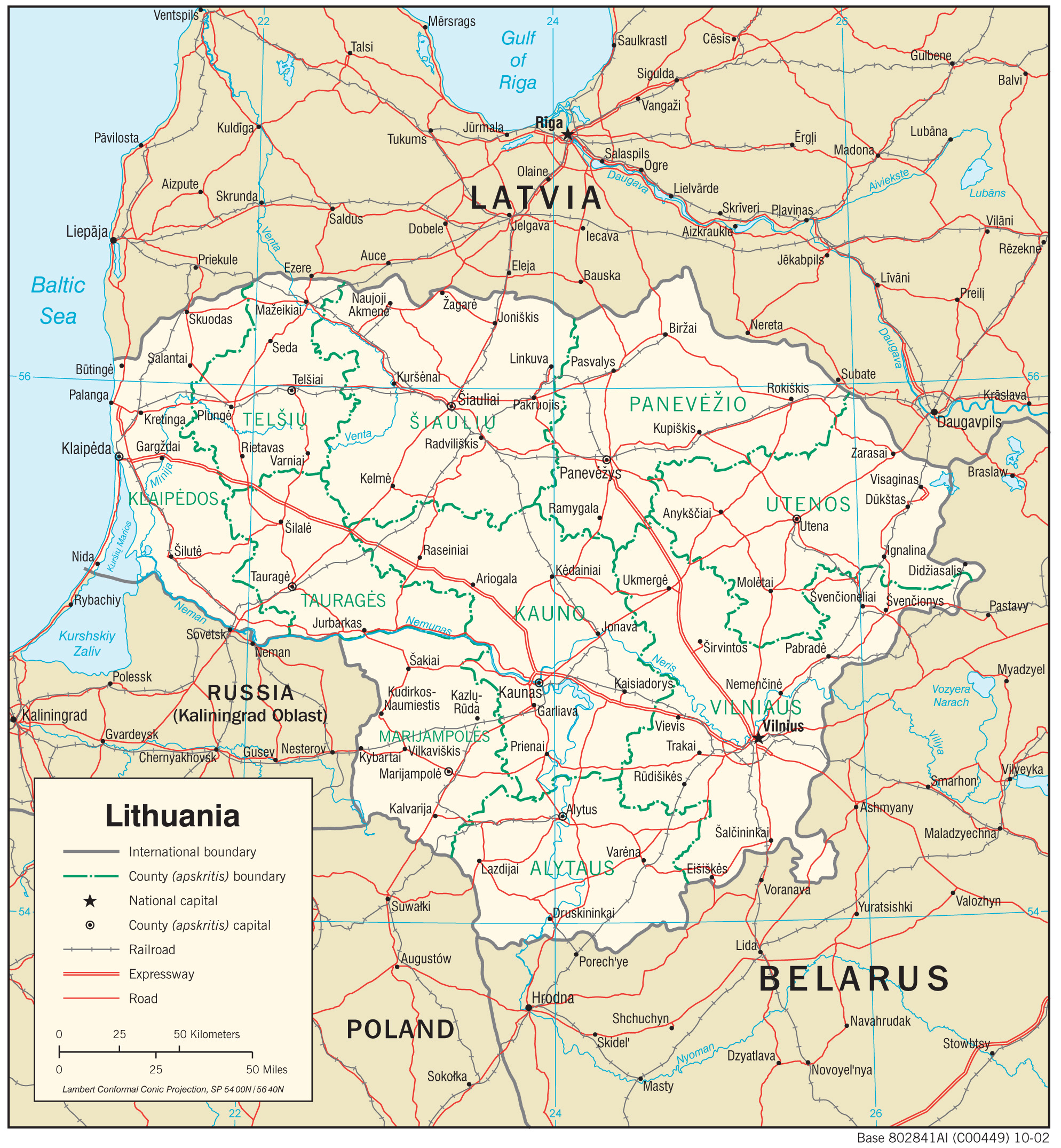 Mapa Politico Lituania 
